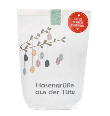 Wundert&uuml;te 63709 , "Hasengr&uuml;&szlig;e aus der T&uuml;te", 14x22cm (BxL), in Papiert&uuml;te