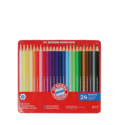 Buntstifte-Set Fanartikel, 34536, farbig sortiert, sechskant, Etui  Metall