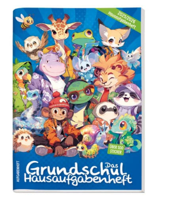 Hausaufgabenheft 9716-4 Grundschule Rasselbande / liniert / keine, A5, 70g, blau, 56 Blatt / 112 Seiten
