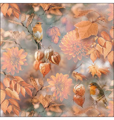 Motivserviette 33x33cm oranger Herbst