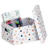 Aufbewahrungsbox Dots 14474, außen 18x25x13,0, Karton weiß/mit Punkten