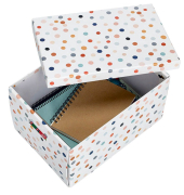 Aufbewahrungsbox Dots 14475, außen 25x35x20cm, Karton weiß/mit Punkten