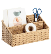 Schreibtisch-Organizer Papiergeflecht natur Papiergeflecht 3 Fächer 25,5 x 14,2 x 12,2 cm