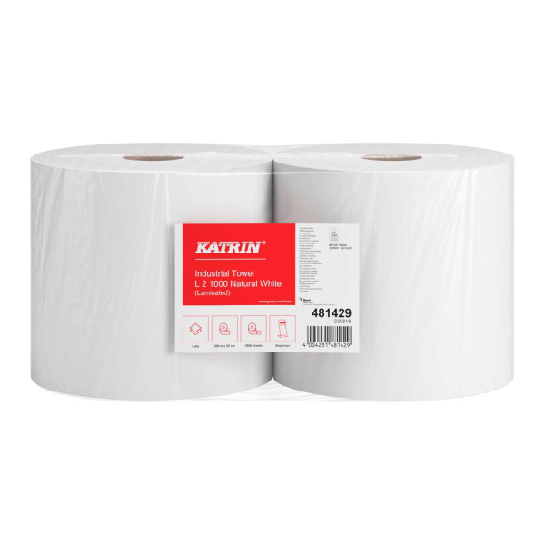 4004231481429 - Putzpapier KATRIN L2 2-lagig Tuchgröße ca 220 x 360 mm weiß 2 Rollen mit jeweils 1000 Tüchern 4004231481429 - Putzpapier KATRIN L2 2-lagig Tuchgröße ca 220 x 360 mm weiß 2 Rollen mit jeweils 1000 Tüchern