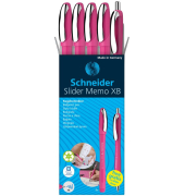 AKTION: Schneider Kugelschreiber Slider Memo pink, Schreibfarbe: blau + GRATIS Schneider Kugelschreiber Slider Rave XB pink