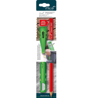 Pocket Bundle Zimmermannsbleistift Bleistiftköcher-Set mit integriertem Spitzer rot, 1 Set