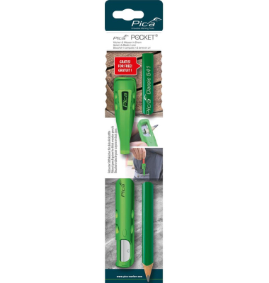 Pocket Bundle Steinhauerstift Bleistiftköcher-Set mit integriertem Spitzer grün, 1 Set