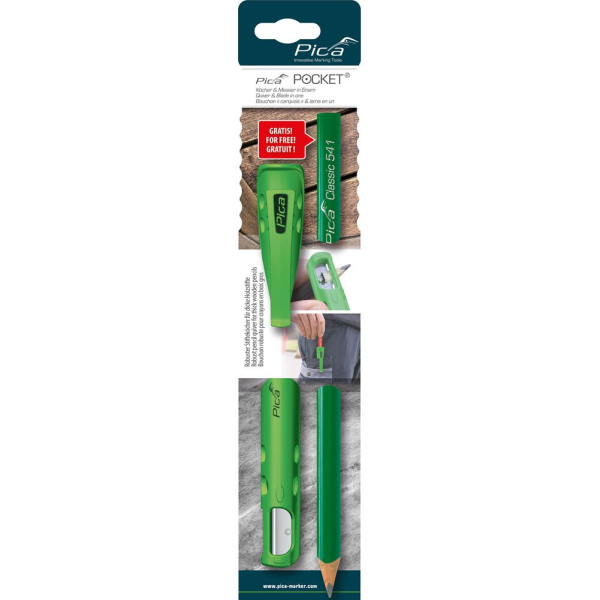 4260056152313 - Pocket Bundle Steinhauerstift Bleistiftköcher-Set mit integriertem Spitzer grün 1 Set 4260056152313 Pica 4260056152313 - Pocket Bundle Steinhauerstift Bleistiftköcher-Set mit integriertem Spitzer grün 1 Set 4260056152313 Pica