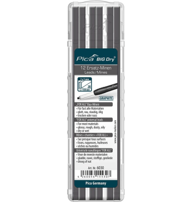 Big Dry For All Bleistiftminen für Zimmermannsbleistift mit Druckmechanismus grau 2B 2,0 - 5,0 mm