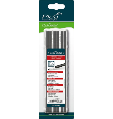 Big Dry Bleistiftminen für Zimmermannsbleistift mit Druckmechanismus grau 2H 2,0 - 5,0 mm