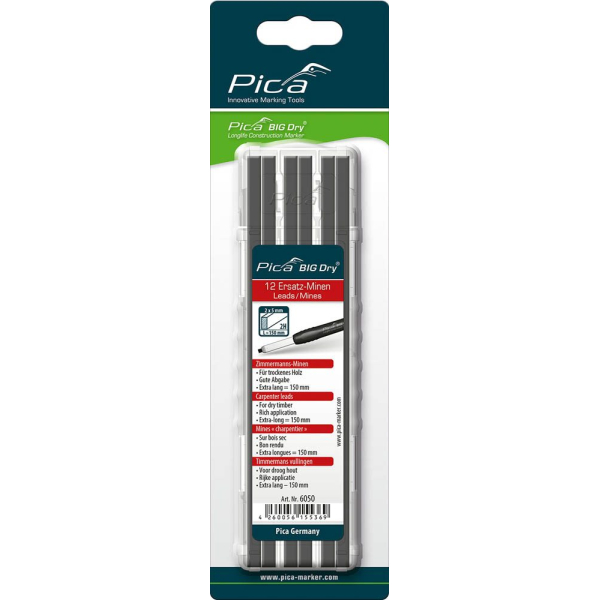 4260056155369 - Big Dry Bleistiftminen für Zimmermannsbleistift mit Druckmechanismus grau 2H 20 - 50 mm 4260056155369 12 Stück 4260056155369 - Big Dry Bleistiftminen für Zimmermannsbleistift mit Druckmechanismus grau 2H 20 - 50 mm 4260056155369 12 Stück