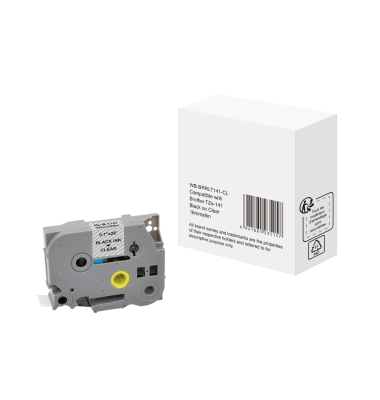 Schriftband WBBRRLT141CL, 18mm x 8m, schwarz/transparent, laminiert, kompatibel zu P-touch TZe-141