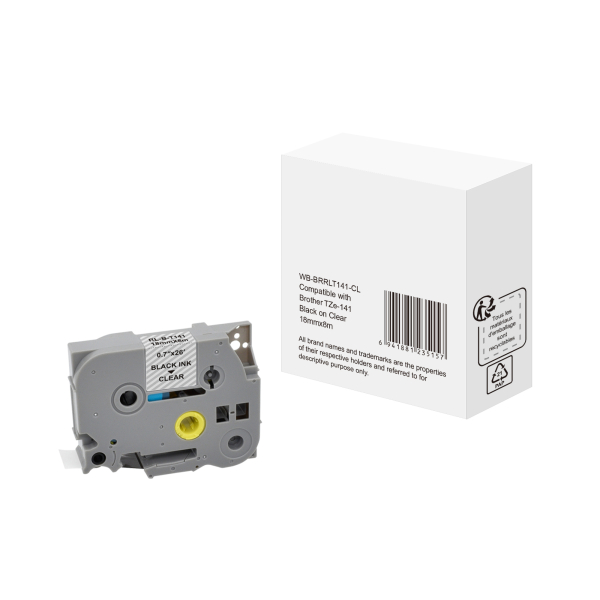 6941881235157 -  Schriftband WBBRRLT141CL 18mm x 8m schwarz transparent laminiert kompatibel zu P-touch TZe-141 6941881235157 without brand