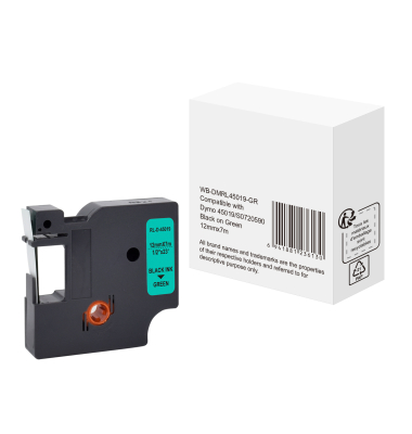 Schriftband wie Dymo S0720590 12mmx7m sw auf gn