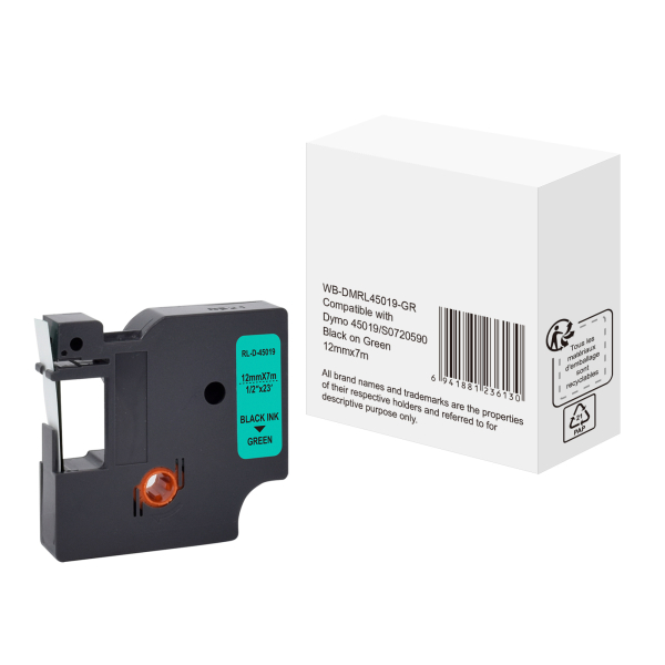 6941881236130 - Schriftband WBDMRL45019GR 12mm x 7m schwarz grün nein kompatibel zu D1 45019   S0720590 6941881236130 Alpedia