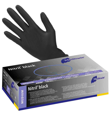 Einweghandschuhe Nitril black, Nitril, lebensmittelecht, schwarz, Größe 8 / M,