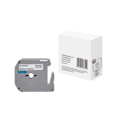 Schriftband WBBRRLMK221WT, 9mm x 8m, schwarz/wei&szlig;, kompatibel zu P-touch MK-221