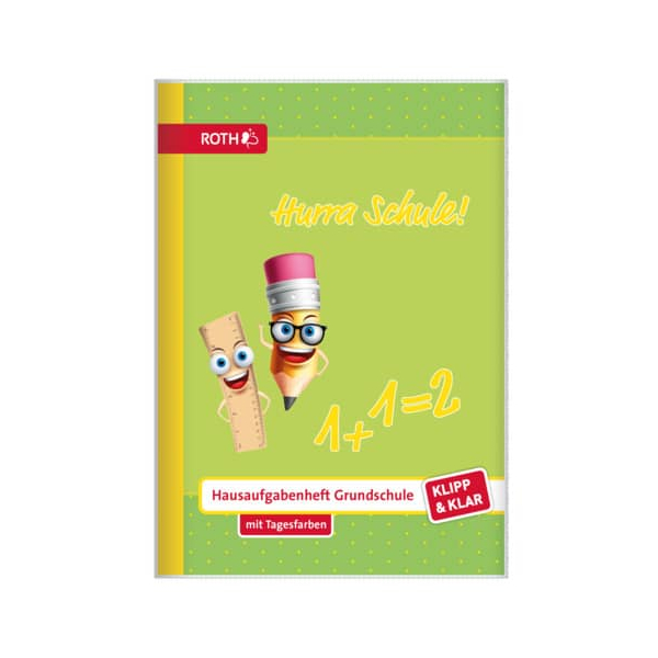 4028279695037 - ROTH Hausaufgabenheft Hurra Schule Klipp & Klar liniert A5 ohne Rand 96 Blatt