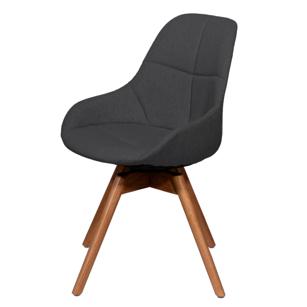 3660141962963 - meet by Paperflow Besucherstuhl JUNO drehbar gepolstert Gestell Eiche Bezug anthrazit 2er-Set