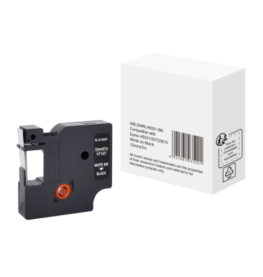 Schriftband WBDMRL45021BK, 12mm x 7m, wei&szlig;/schwarz, kompatibel zu D1 45021 / S0720610