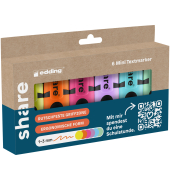 Textmarker made by edding, 4-0021-6-1000, neongelb, neonorange, neonpink, pastellviolett, pastellblau, pastellgrün, 1-3mm Keilspitze