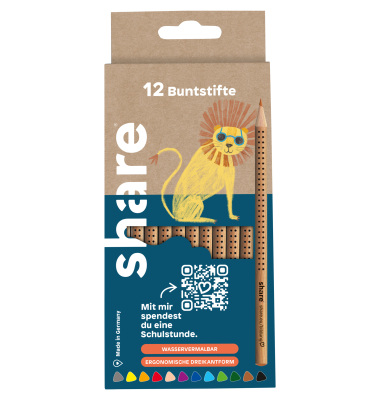 Buntstifte-Set made by Faber-Castell, 4-0022-12, farbig sortiert, dreikant, ergonomisch, Packung