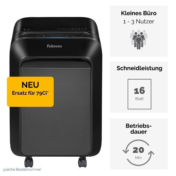 Fellowes Aktenvernichter Powershred LX210, 5502501, Partikelschnitt 4x38mm (P-4), bis 16 Blatt 0043859748594 Fellowes