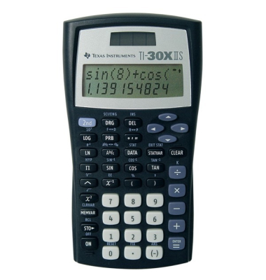 Taschenrechner Texas Instru. TI-30XIIS, 10+2stellig, Solar-Batteriebetrieb, swz
