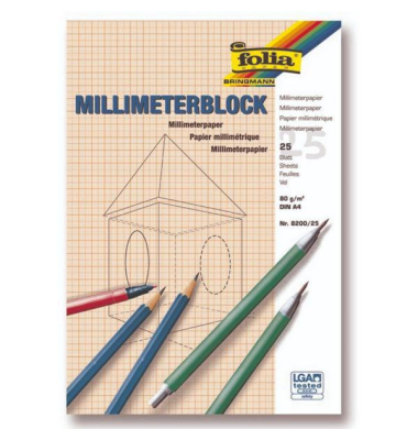 Millimeterblock 7054600, randlos, ungelocht, holzfrei, 25 Blatt, rot
