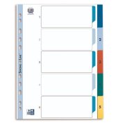 Kunststoffregister 400013947, 1 bis 5, A4, farbige Taben, 5-teilig