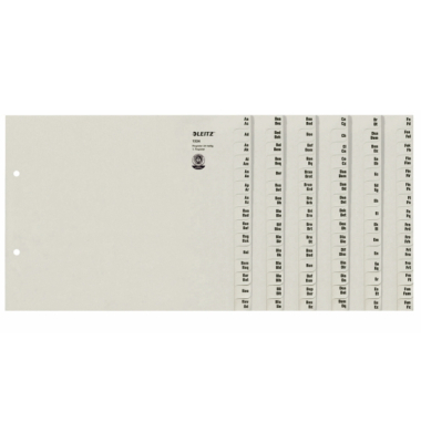 Kartonregister 1324-00-00, A bis Z, A4, 100 g/m&sup2;, graue Taben, 24 x 15-teilig