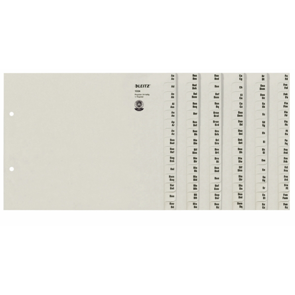 Leitz Kartonregister 13240000, A bis Z, A4, 100 g/m², graue Taben, 24 x 15-teilig 4002432301959 Leitz