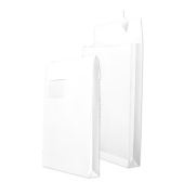 Faltentaschen, C4, mit Fenster, haftklebend, 40mm-Falte, 140g, weiß