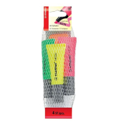 Textmarker 201044, Netzbeutel, pink, gelb, orange, grün, groß Keilspitze