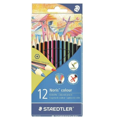 Buntstifte Noris colour 185, 7638283, farbig sortiert, sechskant, Packung