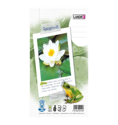 Collegeblock 100050220, Seerose, kariert / kariert, A4, 70g, wei&szlig;/gr&uuml;n, 80 Blatt