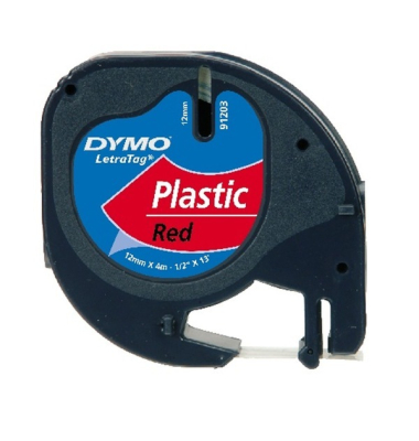 Schriftband Dymo Letratag 91223, Plastik, Breite: 12mm, rot Schriftband Dymo Letratag 91223, Plastik, Breite: 12mm, rot