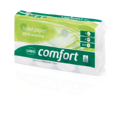 Toilettenpapier  60749, 2-lagig, weiß, 250 Blatt,