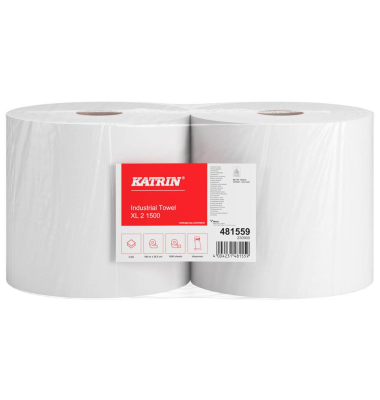 2 KATRIN Putztuchrollen XL 2-lagig weiß