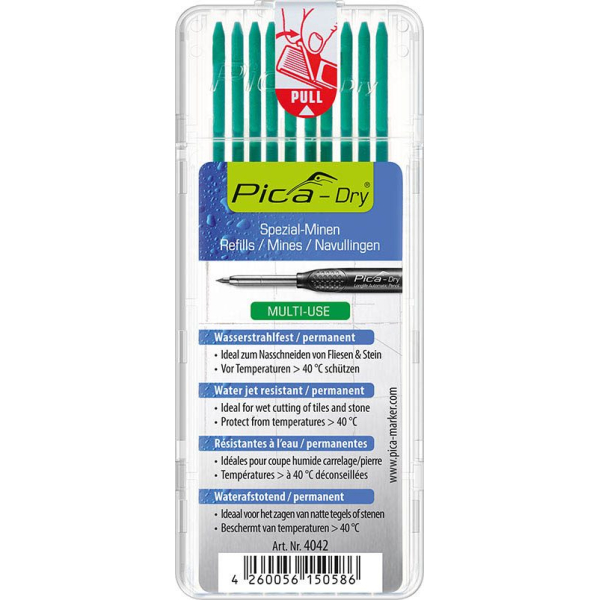 4260056150586 - Dry Wasserstrahl Ersatzminen für Tieflochmarker-Bleistift grün 28 mm 4260056150586 10 Stück