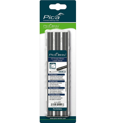 Big Dry All Wetter Ersatzminen für Tieflochmarker-Bleistift grau 2B 2,0 - 5,0 mm