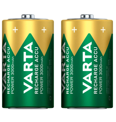 2 VARTA Akkus RECHARGE ACCU Power Mono D 3.000 mAh