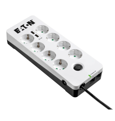 Protection Box 8 USB Tel DIN 8-fach Steckdosenleiste mit Überspannungsschutz weiß