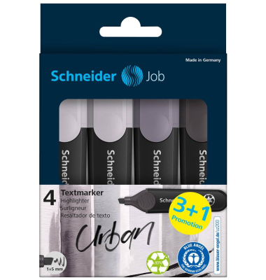 Textmarker Job, 50-115174, Pack, 4-farbig sortiert, 1-5mm Keilspitze