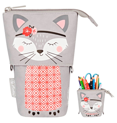 Stiftehalter Kitty grau Kunststoff 14,0 x 7,5 x 18,5 cm