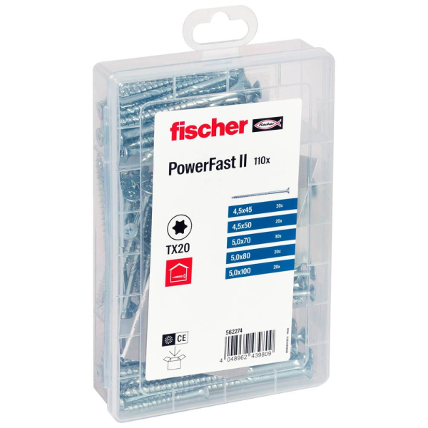 4048962439809 - fischer Holzbauschrauben-Sortiment Meisterbox - PowerFast II SK TG 562274 45 5 mm x 45 50 70 80 100 mm 110 St 4048962439809 - fischer Holzbauschrauben-Sortiment Meisterbox - PowerFast II SK TG 562274 45 5 mm x 45 50 70 80 100 mm 110 St