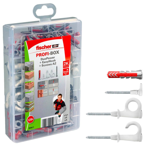4048962454673 - fischer Profi-Box - DuoPower + EasyHook + S A2 2K 563577 Dübel- und Schrauben-Sortiment Ø 4 5 6 8 mm 30 40 50 60 70 80 mm 128 Stück 4048962454673 - fischer Profi-Box - DuoPower + EasyHook + S A2 2K 563577 Dübel- und Schrauben-Sortiment Ø 4 5 6 8 mm 30 40 50 60 70 80 mm 128 Stück