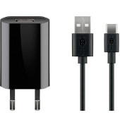 Ladekabel mit Adapter schwarz, Kabellänge: 1,0 m, 5 Watt