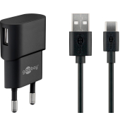 Ladekabel mit Adapter schwarz, Kabellänge: 1,0 m, 5 Watt