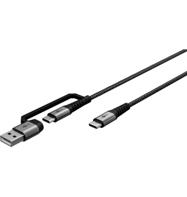 2in1 USB-Kabel 2in1 2,0 m silber, spacegrau